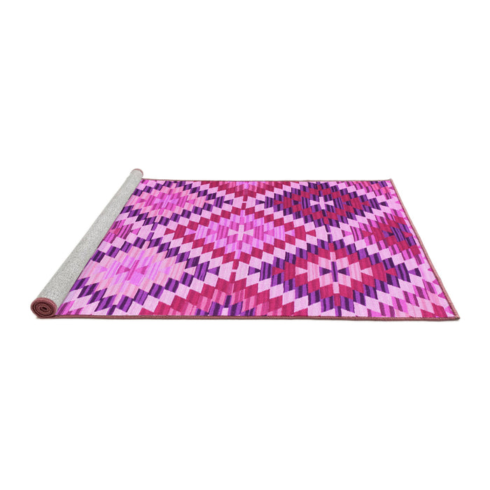 Sideview of Machine Washable Abstract Pink Contemporary Rug, wshcon1008pnk
