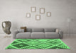 Machine Washable Abstract Emerald Green Contemporary Area Rugs in a Living Room,, wshcon1008emgrn