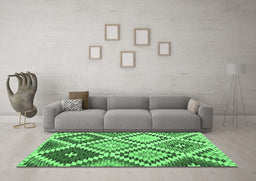 Machine Washable Abstract Emerald Green Contemporary Area Rugs in a Living Room,, wshcon1008emgrn