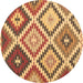 Round Abstract Brown Contemporary Rug, con1008brn