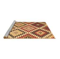 Sideview of Machine Washable Abstract Brown Contemporary Rug, wshcon1008brn