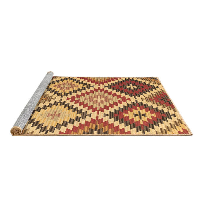 Sideview of Machine Washable Abstract Brown Contemporary Rug, wshcon1008brn