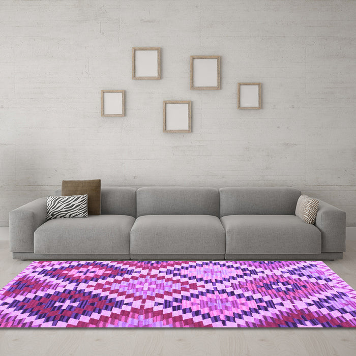 Machine Washable Abstract Purple Contemporary Area Rugs in a Living Room, wshcon1008pur