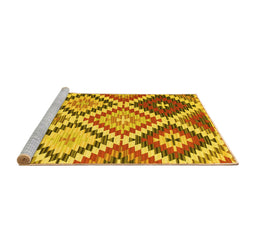 Sideview of Machine Washable Abstract Yellow Contemporary Rug, wshcon1008yw