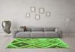 Machine Washable Abstract Green Contemporary Area Rugs in a Living Room,, wshcon1008grn