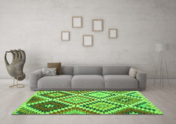Machine Washable Abstract Green Contemporary Area Rugs in a Living Room,, wshcon1008grn