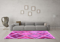 Machine Washable Abstract Pink Contemporary Rug, wshcon1008pnk