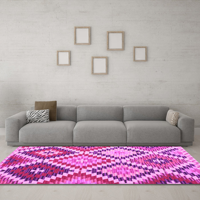 Machine Washable Abstract Pink Contemporary Rug in a Living Room, wshcon1008pnk