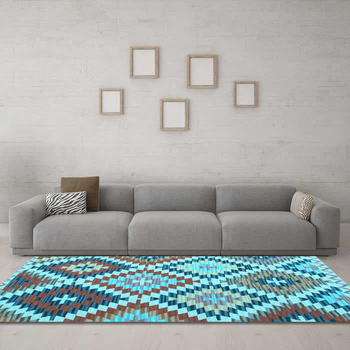 Machine Washable Abstract Light Blue Contemporary Rug in a Living Room, wshcon1008lblu
