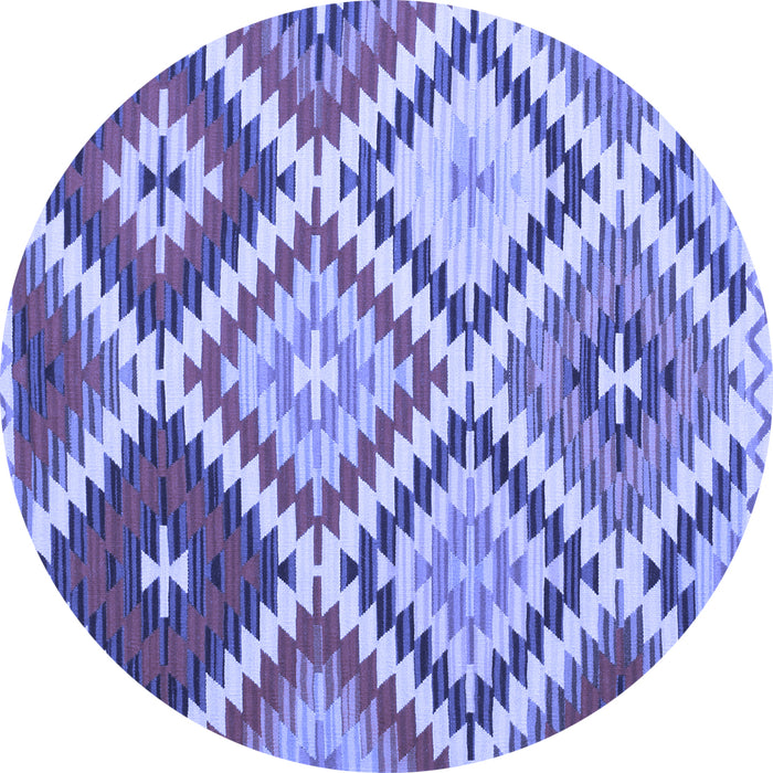 Round Abstract Blue Contemporary Rug, con1008blu
