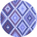 Round Abstract Blue Contemporary Rug, con1008blu