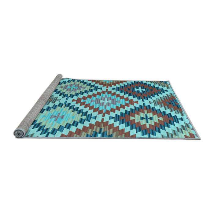 Sideview of Machine Washable Abstract Light Blue Contemporary Rug, wshcon1008lblu