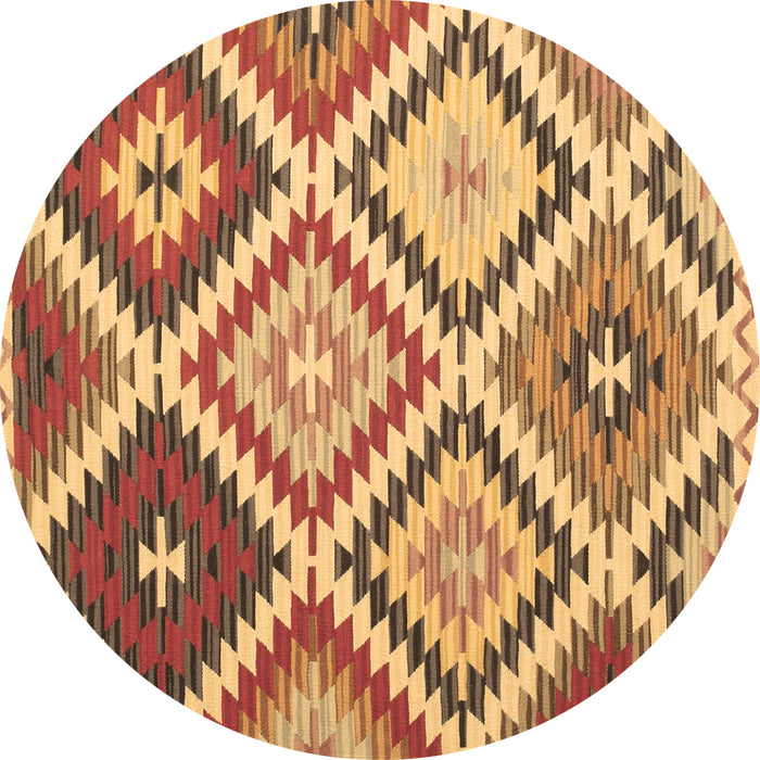 Round Machine Washable Abstract Brown Contemporary Rug, wshcon1008brn