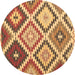 Round Machine Washable Abstract Brown Contemporary Rug, wshcon1008brn