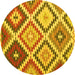 Round Machine Washable Abstract Yellow Contemporary Rug, wshcon1008yw