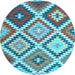 Round Machine Washable Abstract Light Blue Contemporary Rug, wshcon1008lblu