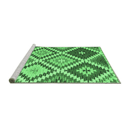 Sideview of Machine Washable Abstract Emerald Green Contemporary Area Rugs, wshcon1008emgrn