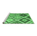 Sideview of Machine Washable Abstract Emerald Green Contemporary Area Rugs, wshcon1008emgrn