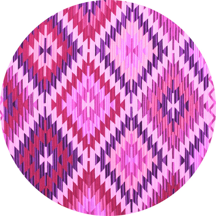 Round Machine Washable Abstract Pink Contemporary Rug, wshcon1008pnk