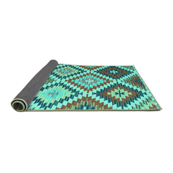 Sideview of Abstract Turquoise Contemporary Rug, con1008turq