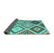 Sideview of Abstract Turquoise Contemporary Rug, con1008turq