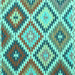 Square Machine Washable Abstract Turquoise Contemporary Area Rugs, wshcon1008turq