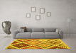 Machine Washable Abstract Yellow Contemporary Rug in a Living Room, wshcon1008yw