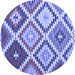 Round Machine Washable Abstract Blue Contemporary Rug, wshcon1008blu