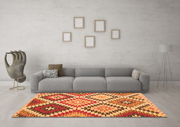 Machine Washable Abstract Orange Contemporary Area Rugs in a Living Room, wshcon1008org