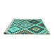 Sideview of Machine Washable Abstract Turquoise Contemporary Area Rugs, wshcon1008turq