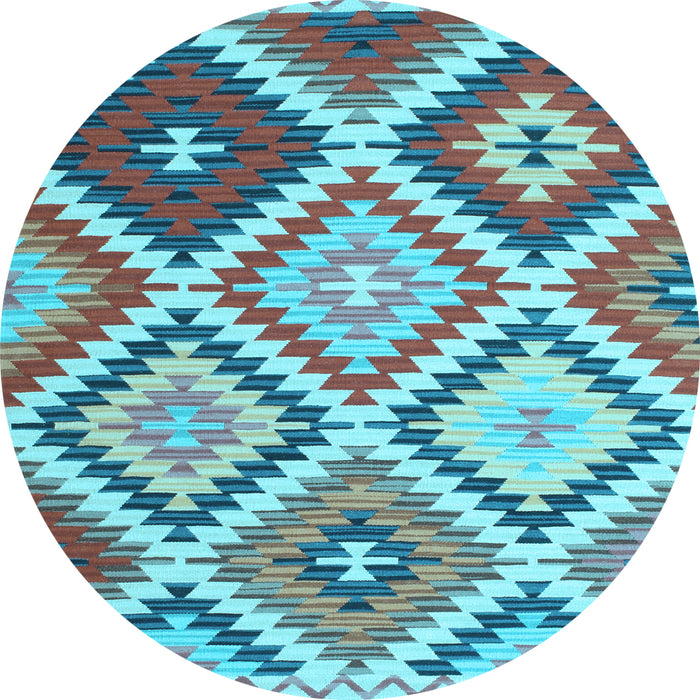 Round Abstract Light Blue Contemporary Rug, con1008lblu