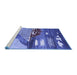 Sideview of Machine Washable Abstract Blue Contemporary Rug, wshcon1009blu