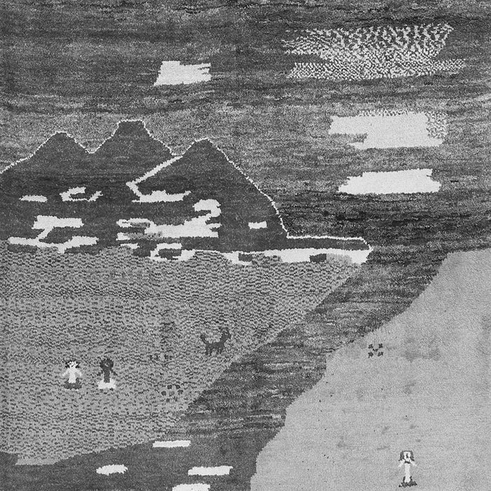 Serging Thickness of Machine Washable Abstract Gray Contemporary Rug, wshcon1009gry