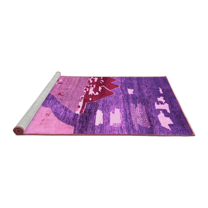 Sideview of Machine Washable Abstract Pink Contemporary Rug, wshcon1009pnk