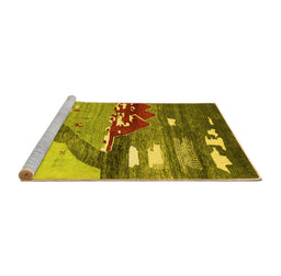Sideview of Machine Washable Abstract Yellow Contemporary Rug, wshcon1009yw