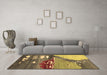 Machine Washable Abstract Brown Contemporary Rug in a Living Room,, wshcon1009brn