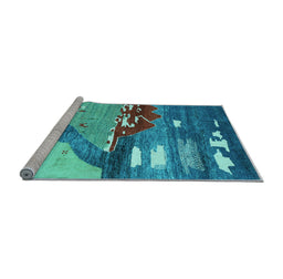 Sideview of Machine Washable Abstract Light Blue Contemporary Rug, wshcon1009lblu