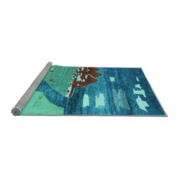 Sideview of Machine Washable Abstract Light Blue Contemporary Rug, wshcon1009lblu