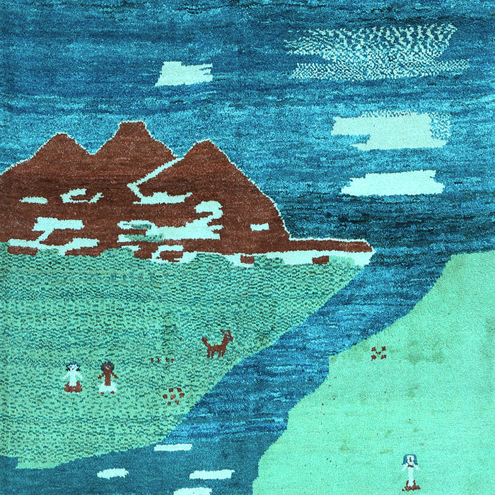 Machine Washable Abstract Light Blue Contemporary Rug, wshcon1009lblu