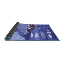 Sideview of Abstract Blue Contemporary Rug, con1009blu