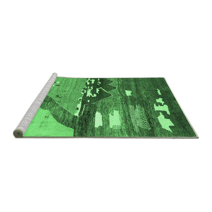 Sideview of Machine Washable Abstract Emerald Green Contemporary Area Rugs, wshcon1009emgrn
