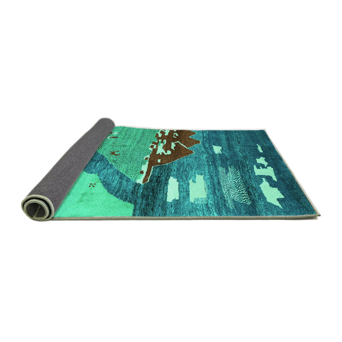 Sideview of Abstract Turquoise Contemporary Rug, con1009turq