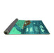 Sideview of Abstract Turquoise Contemporary Rug, con1009turq