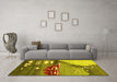 Machine Washable Abstract Yellow Contemporary Rug in a Living Room, wshcon1009yw