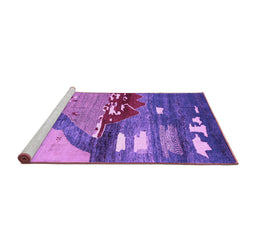 Sideview of Machine Washable Abstract Purple Contemporary Area Rugs, wshcon1009pur