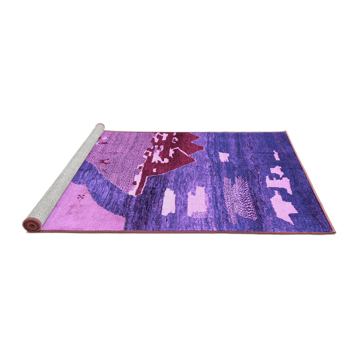 Sideview of Machine Washable Abstract Purple Contemporary Area Rugs, wshcon1009pur
