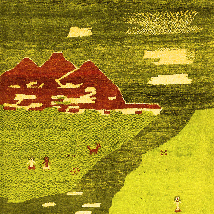 Abstract Yellow Contemporary Rug, con1009yw