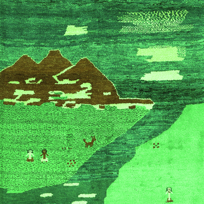 Serging Thickness of Machine Washable Abstract Green Contemporary Area Rugs, wshcon1009grn