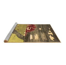 Sideview of Machine Washable Abstract Brown Contemporary Rug, wshcon1009brn