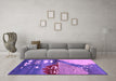 Machine Washable Abstract Purple Contemporary Area Rugs in a Living Room, wshcon1009pur